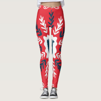 Leggings Navidades de arte Folk Doodle Tile