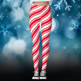 Leggings Navidades de banda diagonal de canto blanco rojo