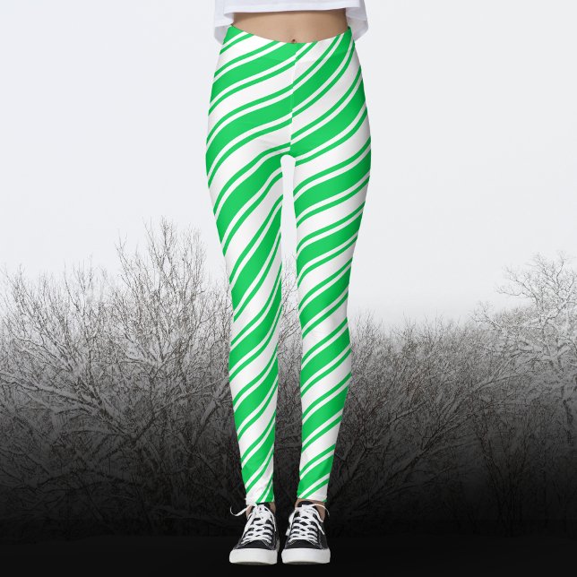 Leggings Navidades de banda diagonal de canto blanco verde (Subido por el creador)