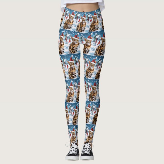 Leggings Navidades de Bengala Cat Winter Wonderland disfrut (Anverso)