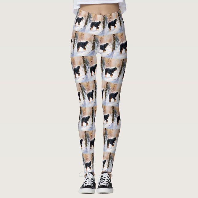 Leggings Navidades de Bernese Mountain Let It Snow (Anverso)