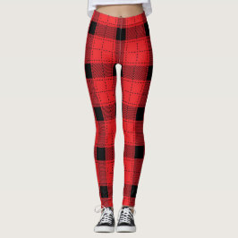 Leggings Navidades De Buffalo Colocados Rojo Y Negro Patter