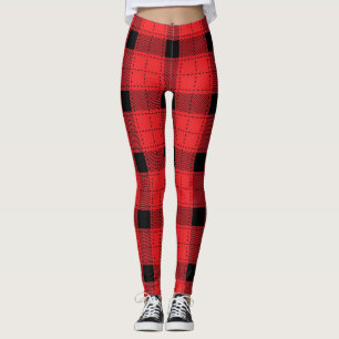 Leggings Navidades De Buffalo Colocados Rojo Y Negro Patter