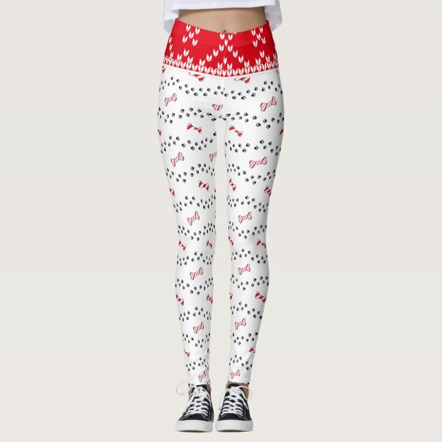 Leggings Navidades de Candy Cane Holiday Dog Paw (Anverso)