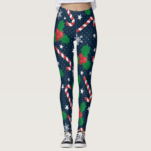 Leggings Navidades de Candy Cane y Holly Berry (Anverso)