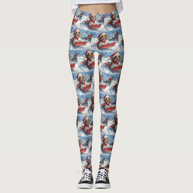 Leggings Navidades de Cavalier King Charles Spaniel Dog Sle (Anverso)