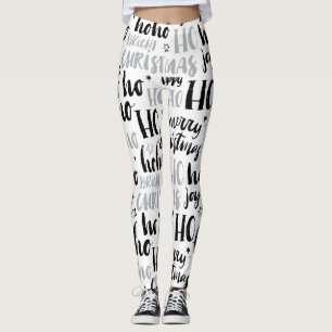 Leggings Navidades de color negro y plateado Palabra Texto 
