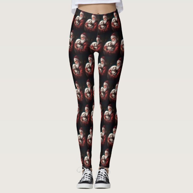 Leggings Navidades De Cotton De Tulear Con Santa Claus (Anverso)