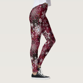 Leggings Navidades de diseño de copos de nieve marrón blanc