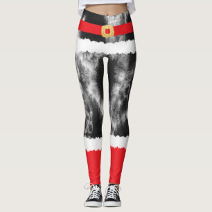 Leggings Navidades de disfraces de Black Tie Dye Santa Clau