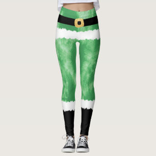 Leggings Navidades de disfraces de Green Tie Dye Santa Clau