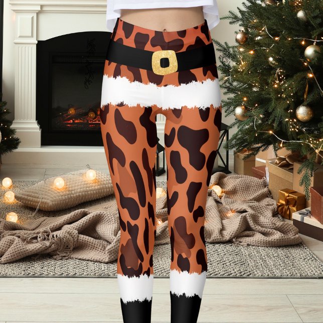 Leggings Navidades de disfraces de leopardo marrón de Santa (Subido por el creador)