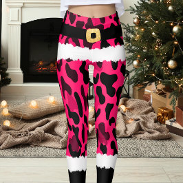 Leggings Navidades de disfraces de leopardo rosa de Santa C