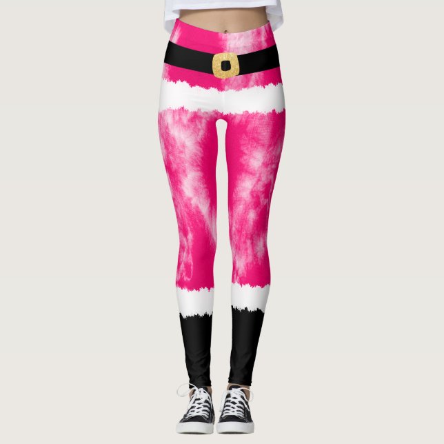 Leggings Navidades de disfraces de Pink Tie Dye Santa Claus (Anverso)