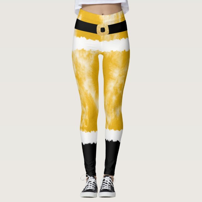 Leggings Navidades de disfraces de Yellow Tie Dye Santa Cla (Anverso)
