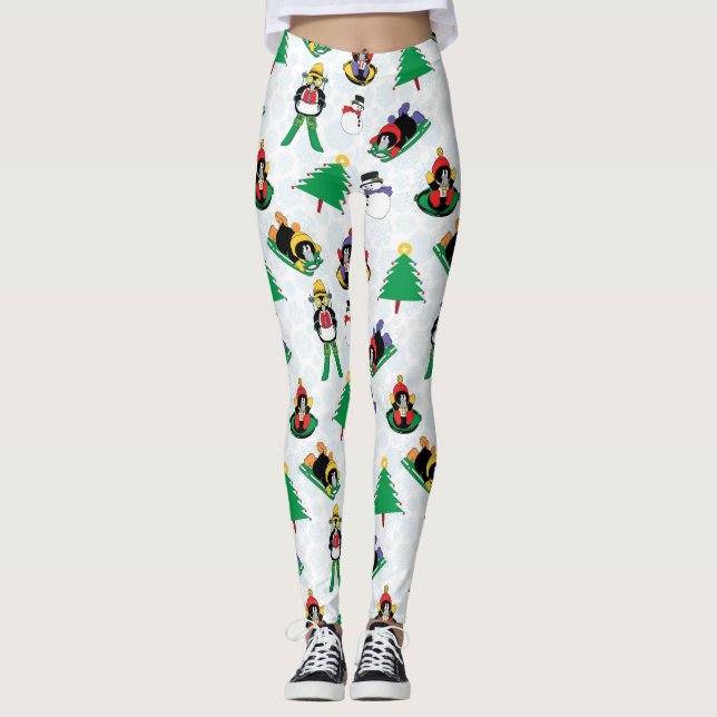 Leggings Navidades de esquí de pingüino (Anverso)