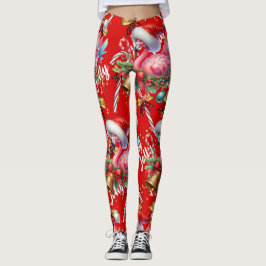 Leggings Navidades de flamenco con temas rojos