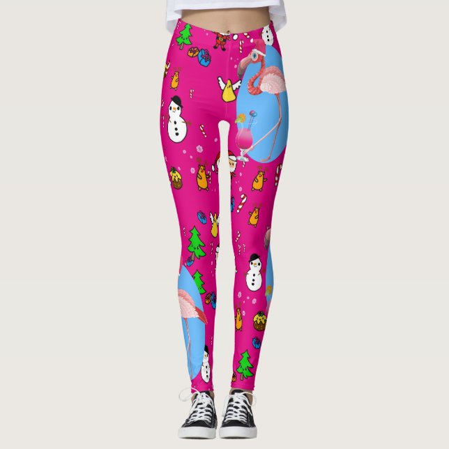 Leggings Navidades de Flamingo Diversión festiva con dibujo (Anverso)