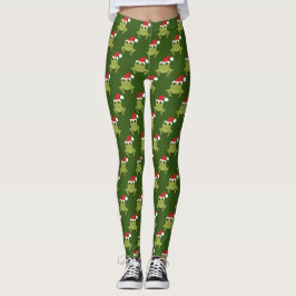 Leggings Navidades de Frog Santa Hat Green