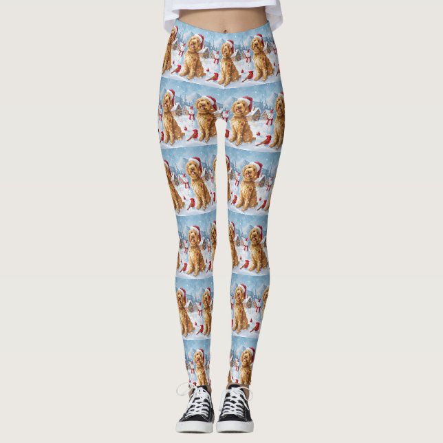 Leggings Navidades de Goldendoodle Winter Wonderland disfru (Anverso)