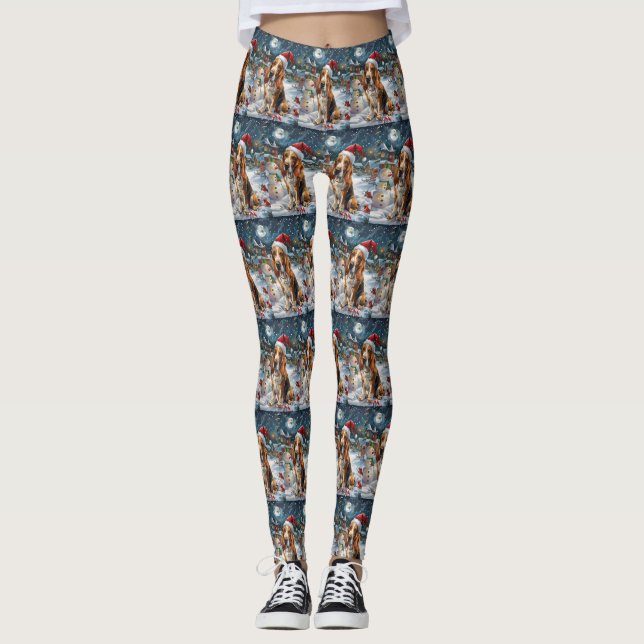 Leggings Navidades de Invierno Basset Hound Dog Wonderland (Anverso)