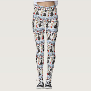 Leggings Navidades de invierno en la frontera de Collie Dog