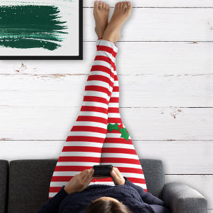 Leggings Navidades de la Festividad Red Stripes Candy Cane