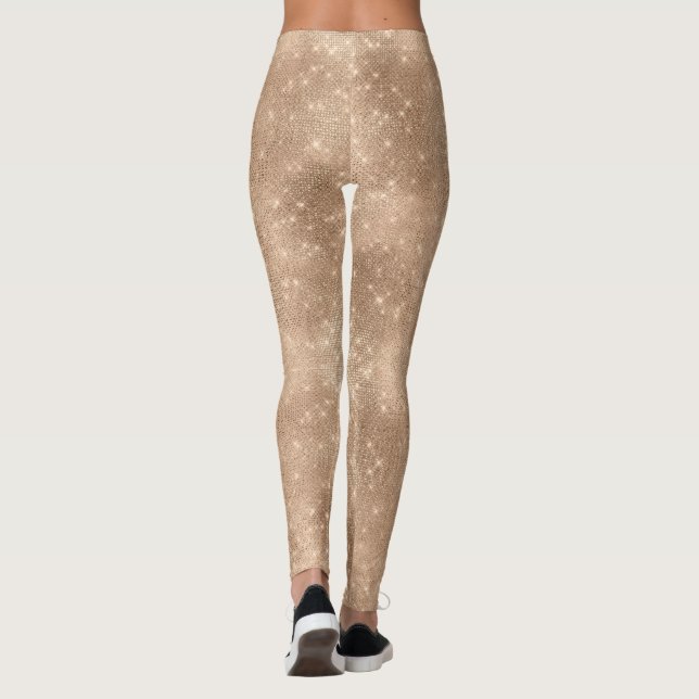 Leggings Navidades de la moda Champagne Gold Sparkle Glitz (Reverso)