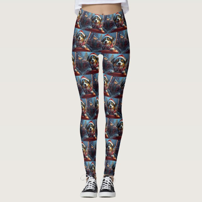 Leggings Navidades de la Pascua de Ruedas de Ganado Ganado  (Anverso)