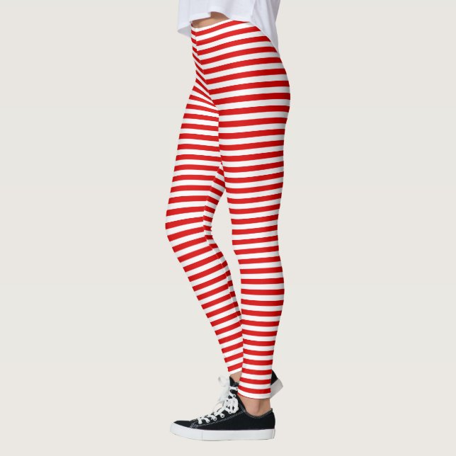 Leggings Navidades de las franjas rojas disfraz de elf Legg (Izquierda)