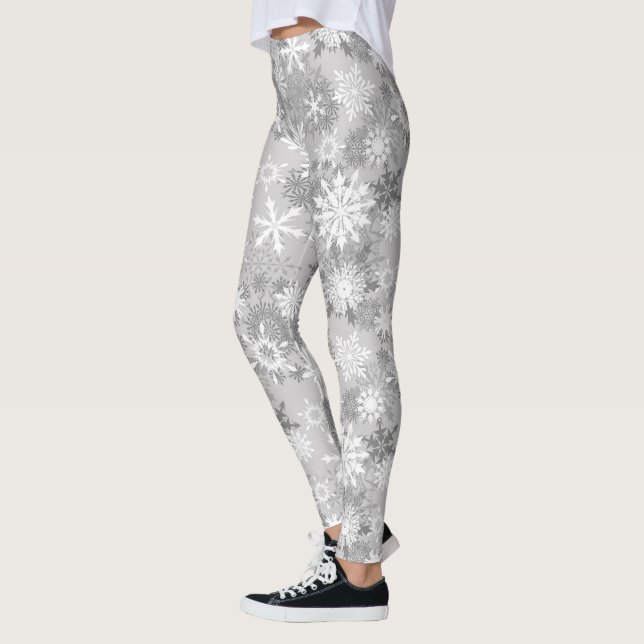 Leggings Navidades de las leggantas de copos de nieve blanc (Izquierda)