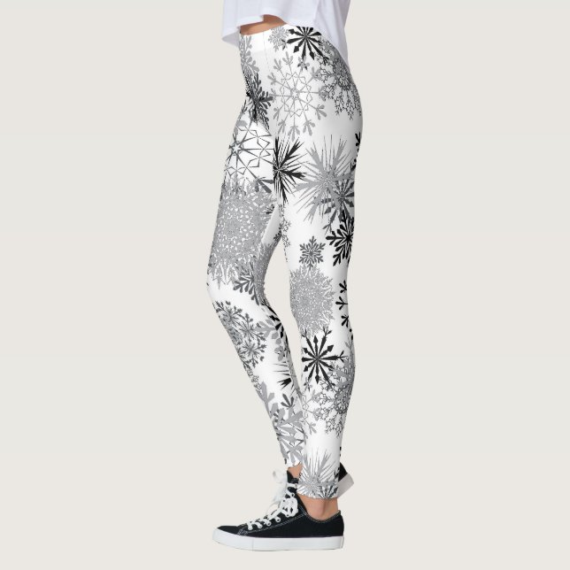 Leggings Navidades de las leggantas de copos de nieve blanc (Izquierda)