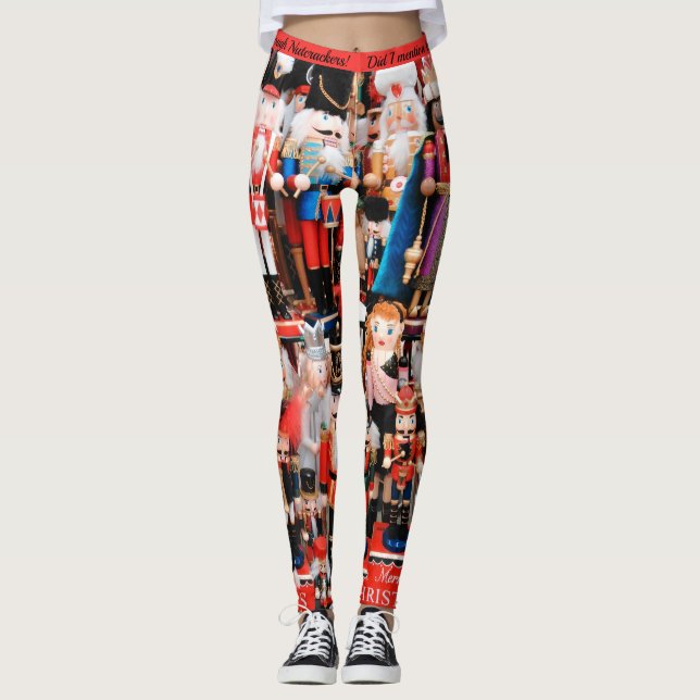 Leggings Navidades de las piernas de los pepitas con ruedas (Anverso)