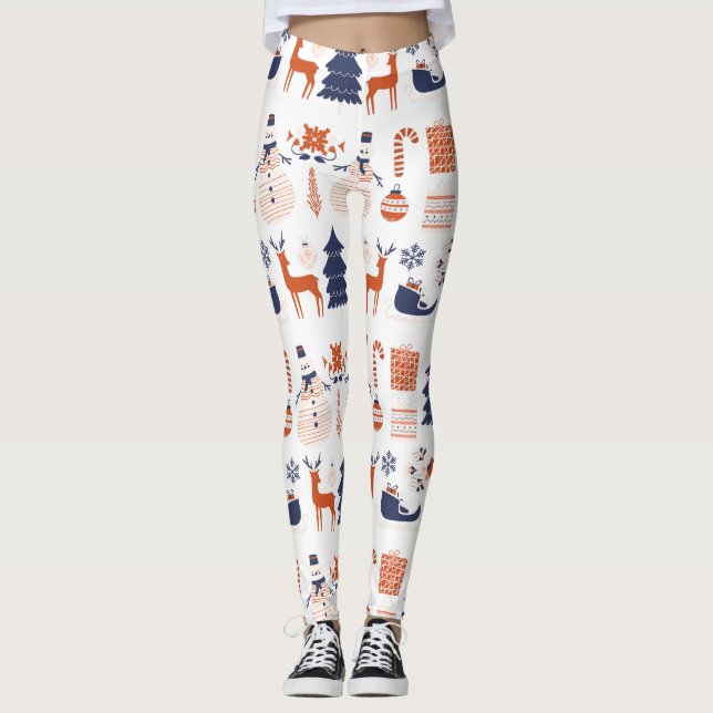 Leggings Navidades de marca personalizado en piernas azules (Anverso)