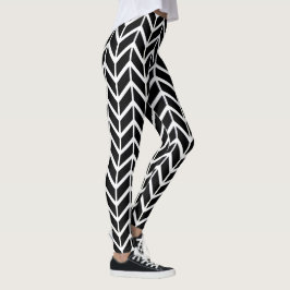 Leggings Navidades de Moda de patrones de hueso blanco negr