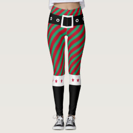 Leggings Navidades de moda Green Red Stripes Candy Cane Elf