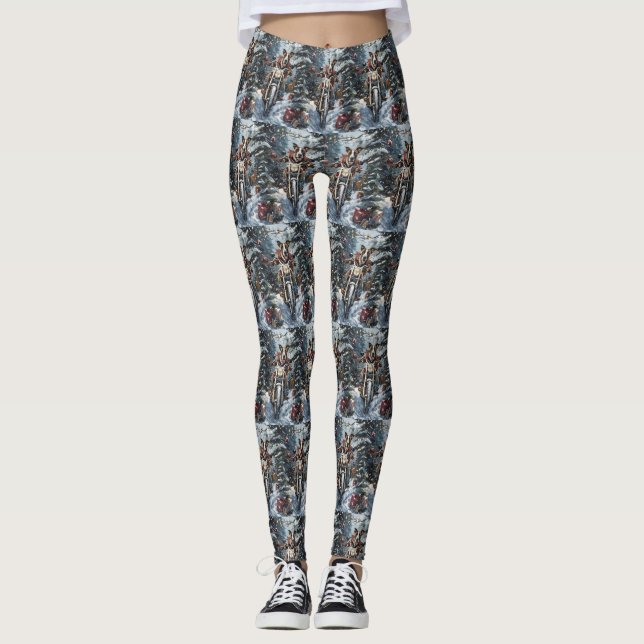 Leggings Navidades de motocicletas Great Dane Dog Riding (Anverso)