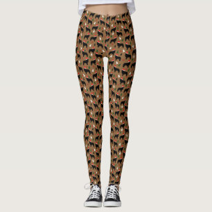 Leggings Navidades de Newfoundland Dog Santa Hat Brown