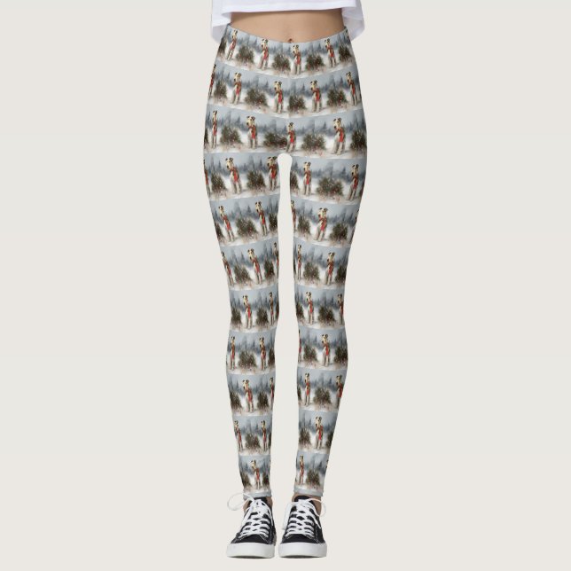 Leggings Navidades de Nieve en Wirefox Terrier Dog (Anverso)