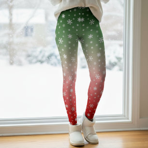 Leggings Navidades De Ombre Rojo Y Verde De Snowflake