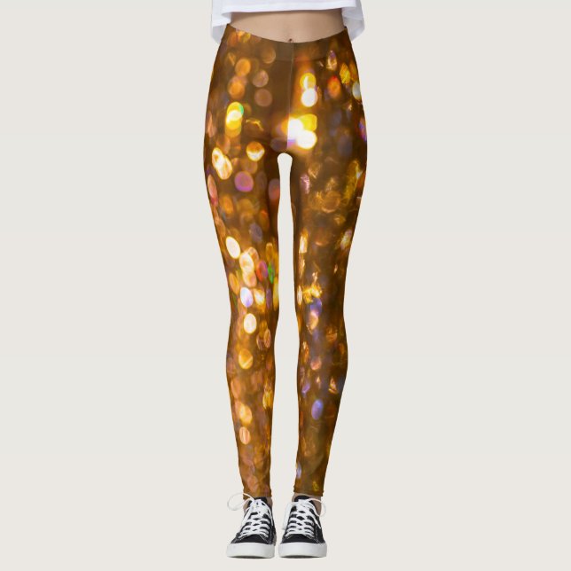 Leggings Navidades de oro: Antecedentes abstractos desenfoc (Anverso)