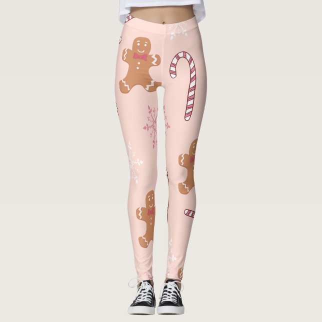 Leggings navidades de pan de jengibre rosa (Anverso)