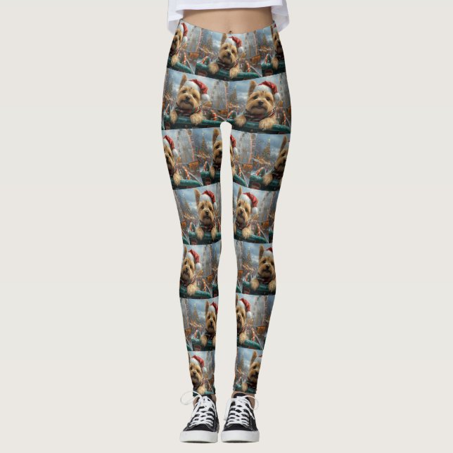 Leggings Navidades de Pascua de Cairn Terrier Dog Roller (Anverso)