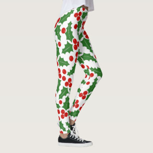 Leggings Navidades de patrón de bayas rojas y verdes