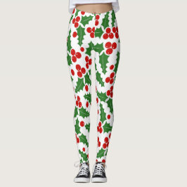 Leggings Navidades de patrón de bayas rojas y verdes
