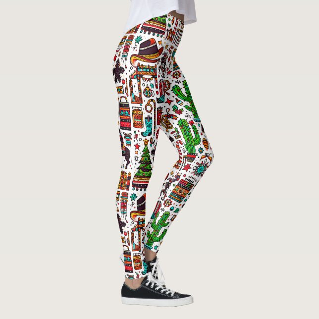 Leggings Navidades de patrones occidentales divertidos (Derecha)