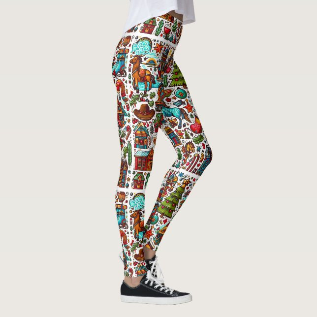 Leggings Navidades de patrones occidentales divertidos (Derecha)