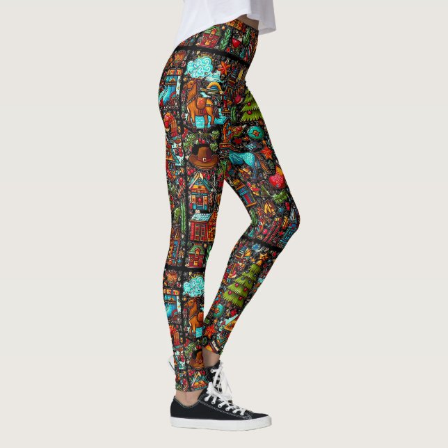 Leggings Navidades de patrones occidentales divertidos (Derecha)