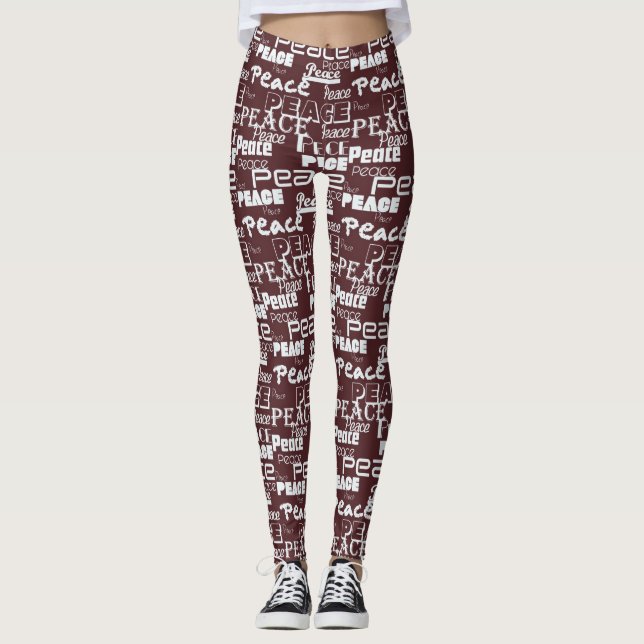 Leggings Navidades de Paz Inspiradores blancos rojos (Anverso)