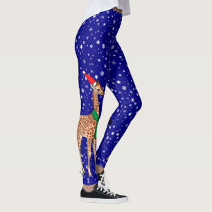 Leggings Navidades de pelo beben jirafa en un Santa Hat